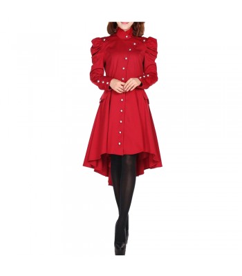 Women Gothic Victorian Style Trench Coat Vintage Regiment Jacket